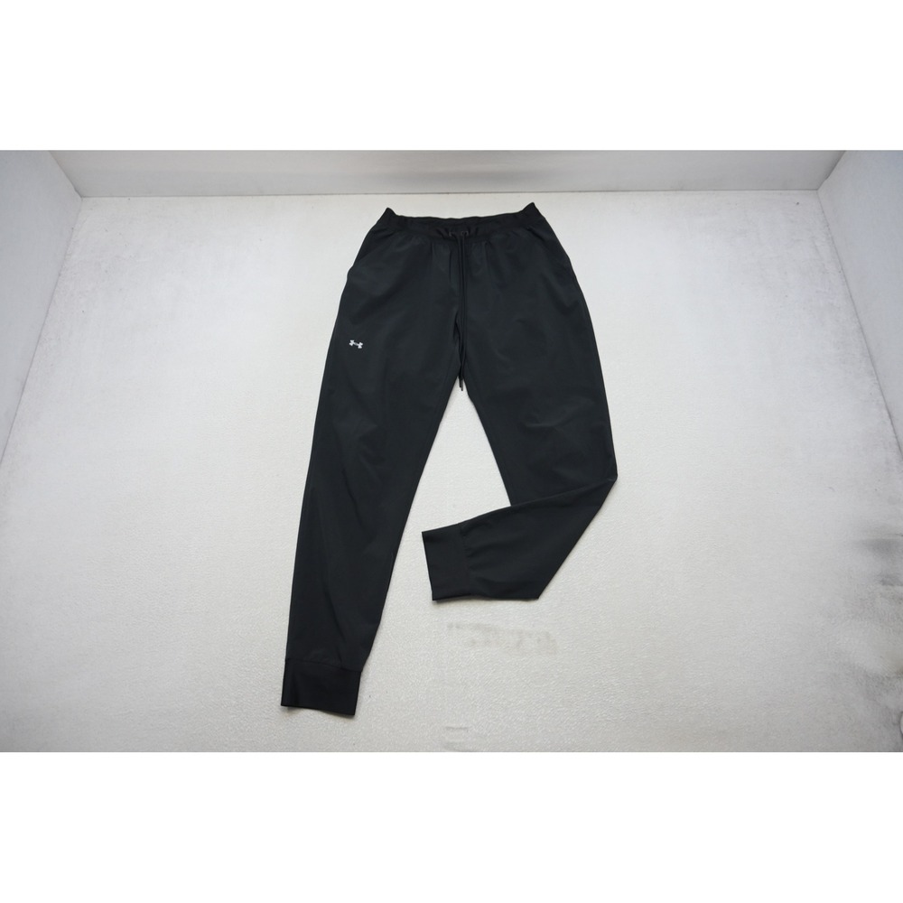 Under Armour Jogger Sweat Pants Womens Medium Black HeatGear Tapered Excellent
